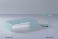A mesa de centro de vidro do retângulo simples, branco dobrou a mobília de vidro das tabelas de extremidade