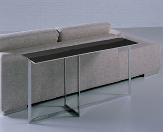 Tabela de vidro preta do lado superior, mesa de centro do vidro do retângulo do metal